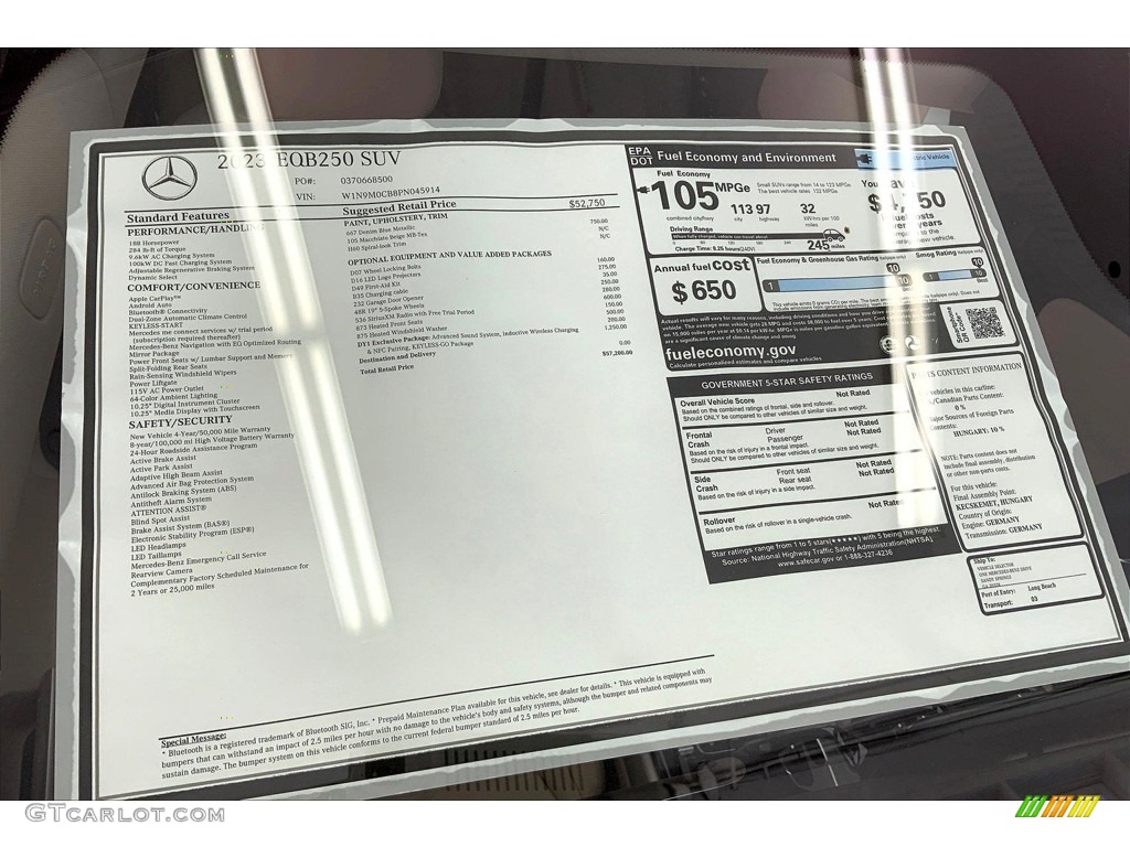 2023 Mercedes-Benz EQB 250 Window Sticker Photos