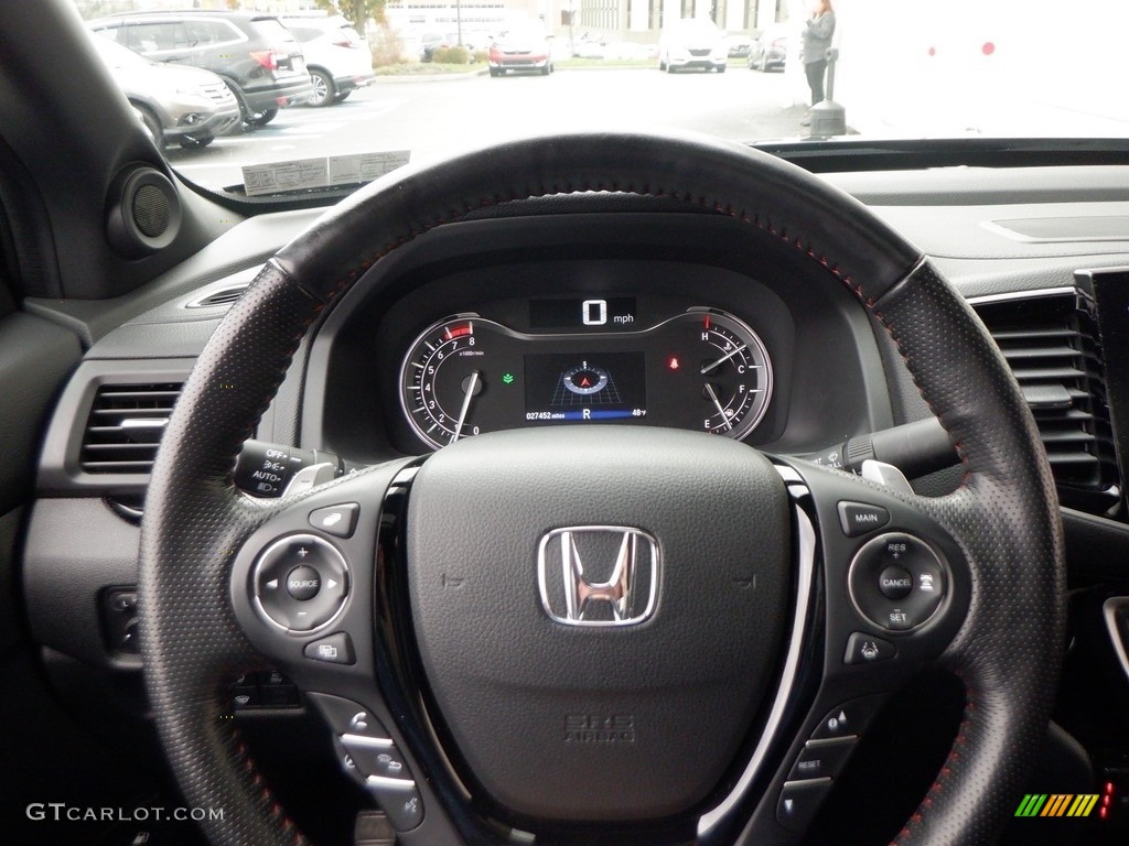 2021 Honda Ridgeline Black Edition AWD Black/Red Steering Wheel Photo #146744629
