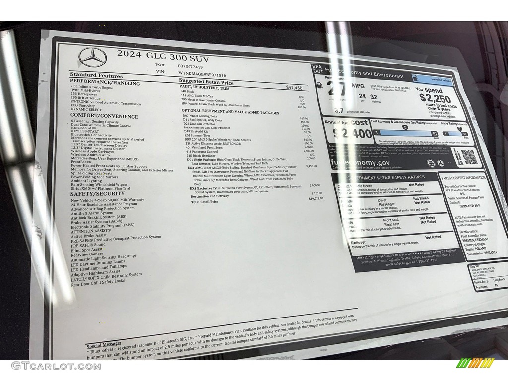2024 Mercedes-Benz GLC 300 4Matic Coupe Window Sticker Photos