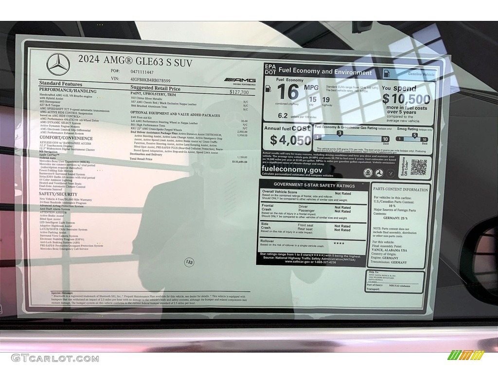 2024 Mercedes-Benz GLE 63 S AMG 4Matic Window Sticker Photo #146746444