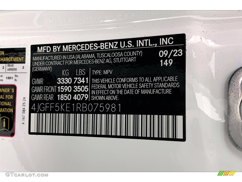 2024 GLS Color Code 149 for Polar White Photo #146746543