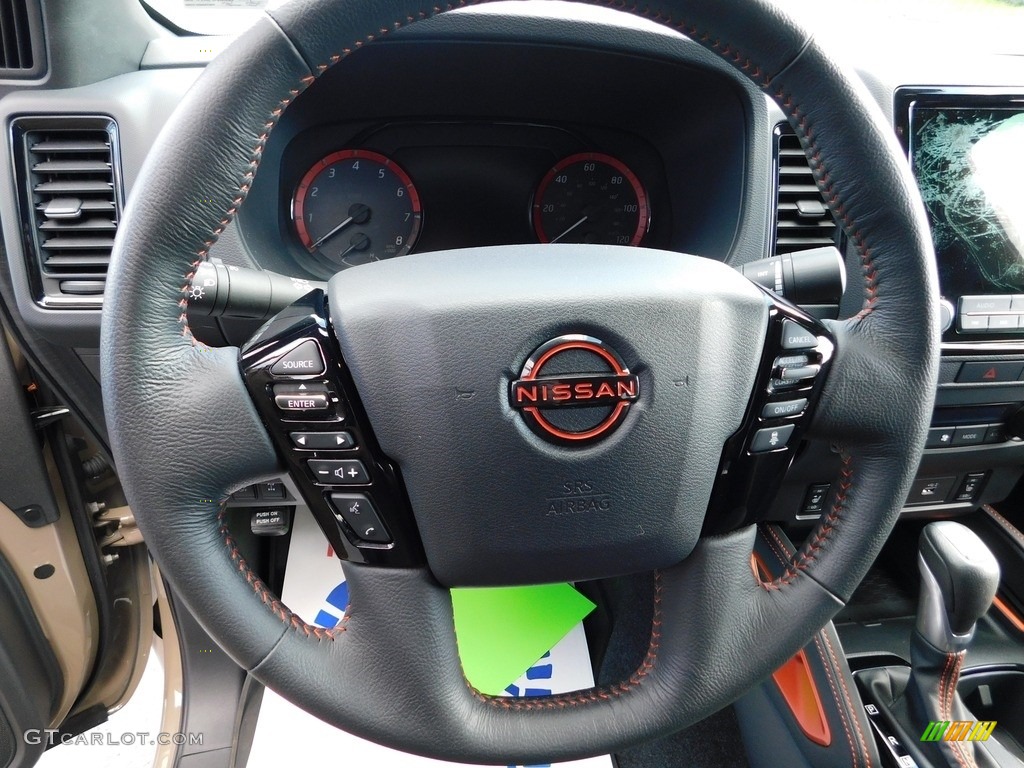 2022 Nissan Frontier Pro-4X Crew Cab 4x4 Sandstone Steering Wheel Photo #146749358