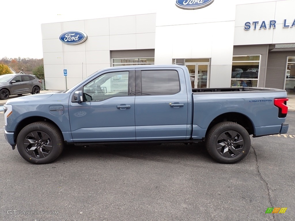 Azure Gray Metallic Tri-Coat 2023 Ford F150 Lightning Lariat 4x4 Exterior Photo #146749520
