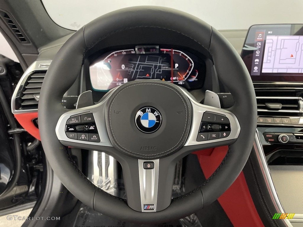 2024 BMW 8 Series 840i Coupe Fiona Red/Black Steering Wheel Photo #146753841