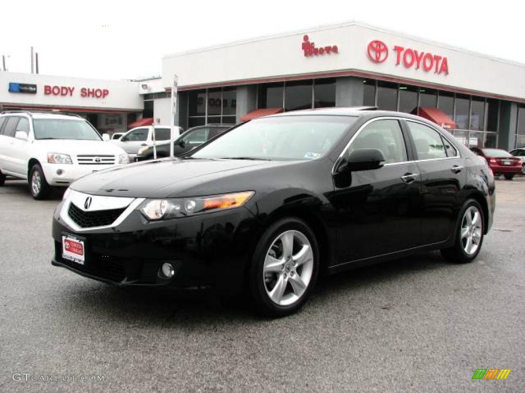 2009 TSX Sedan - Crystal Black Pearl / Parchment photo #2