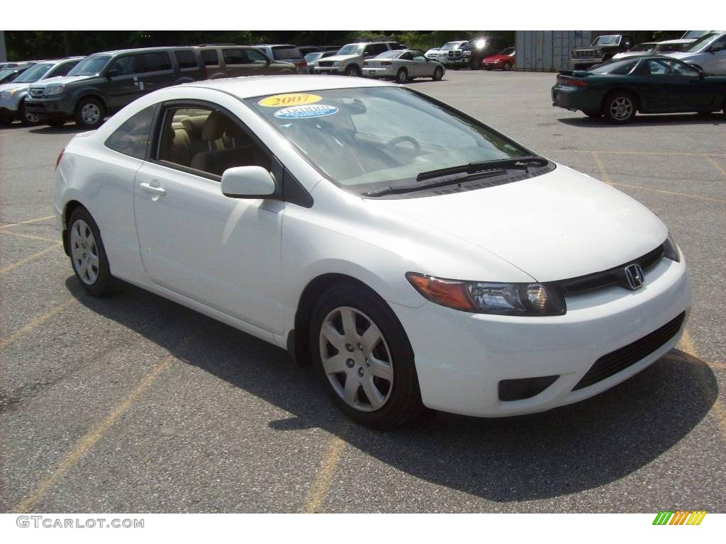 2007 Civic LX Coupe - Taffeta White / Ivory photo #1