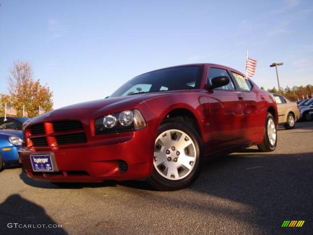 2007 Charger SXT - Inferno Red Crystal Pearl / Dark Slate Gray/Light Graystone photo #2