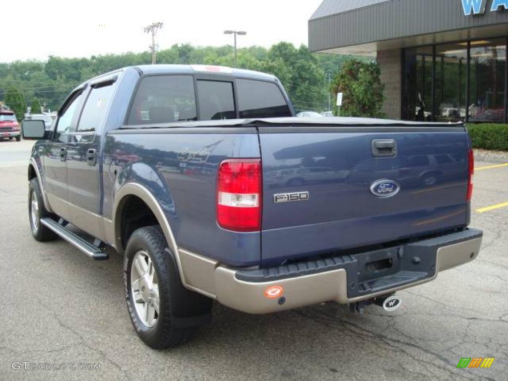 2005 F150 Lariat SuperCrew 4x4 - Medium Wedgewood Blue Metallic / Tan photo #2