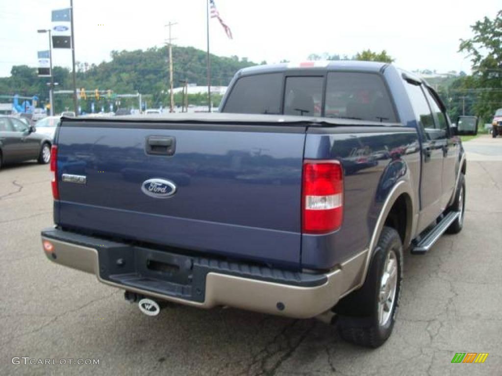 2005 F150 Lariat SuperCrew 4x4 - Medium Wedgewood Blue Metallic / Tan photo #4