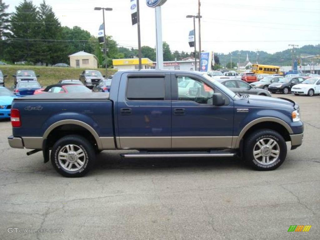 2005 F150 Lariat SuperCrew 4x4 - Medium Wedgewood Blue Metallic / Tan photo #5