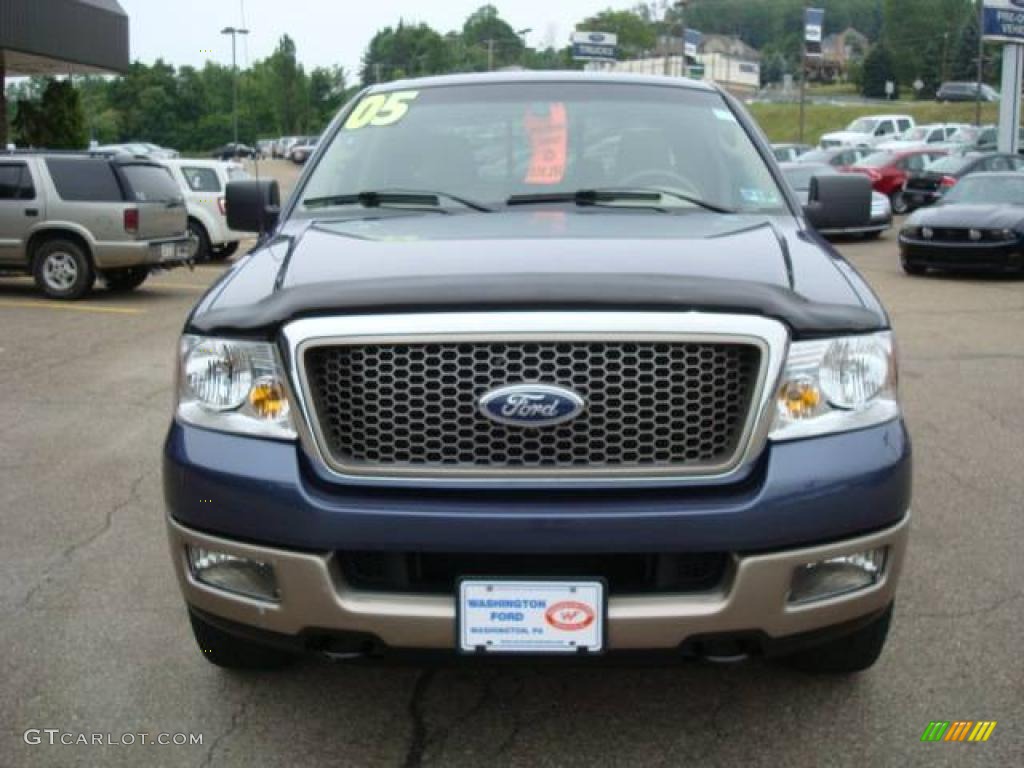 2005 F150 Lariat SuperCrew 4x4 - Medium Wedgewood Blue Metallic / Tan photo #10