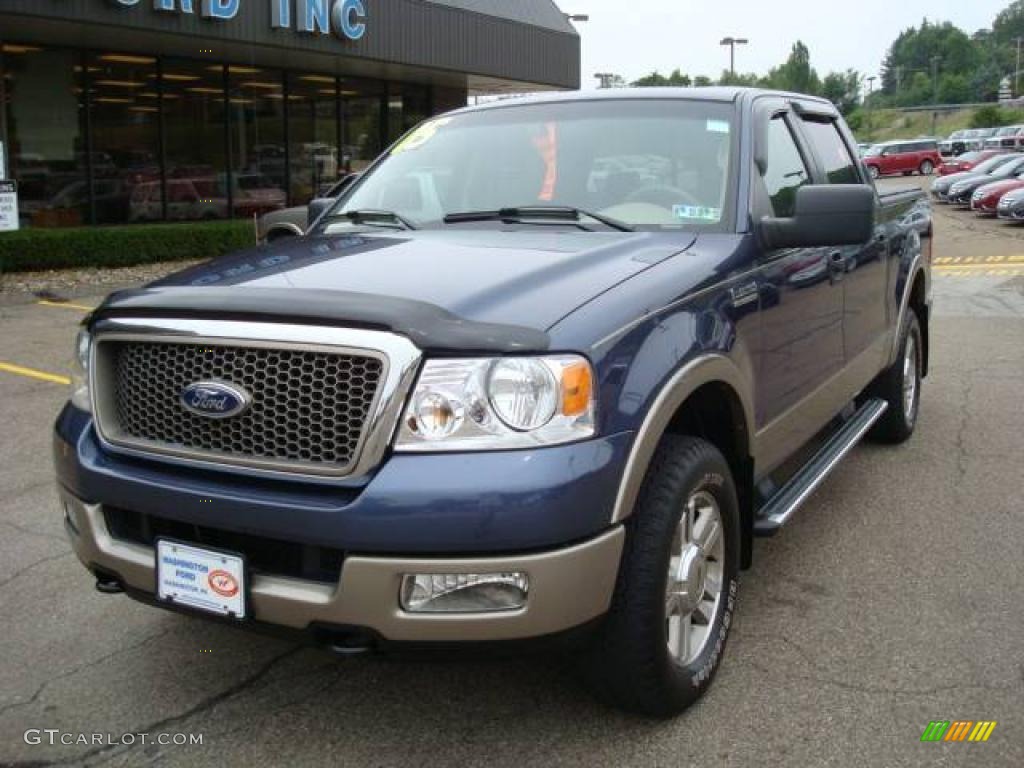 2005 F150 Lariat SuperCrew 4x4 - Medium Wedgewood Blue Metallic / Tan photo #11