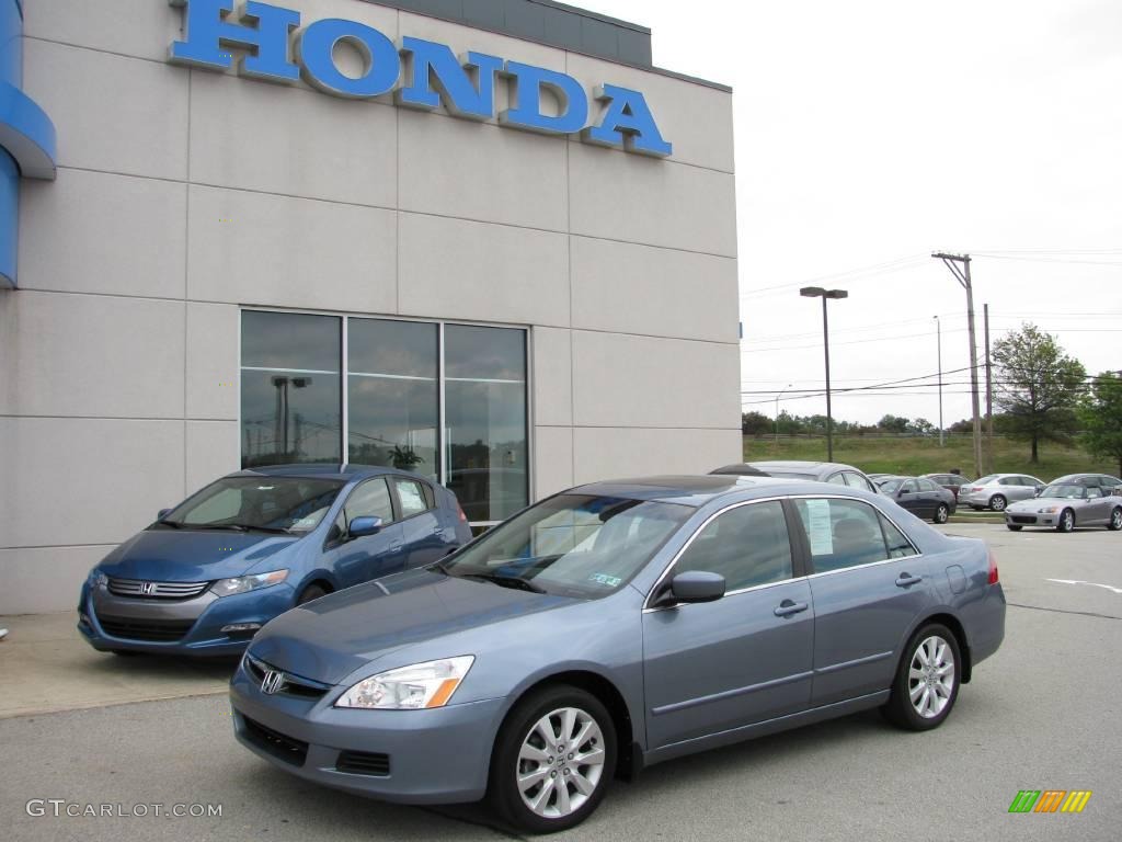 2007 Accord EX-L V6 Sedan - Cool Blue Metallic / Gray photo #1