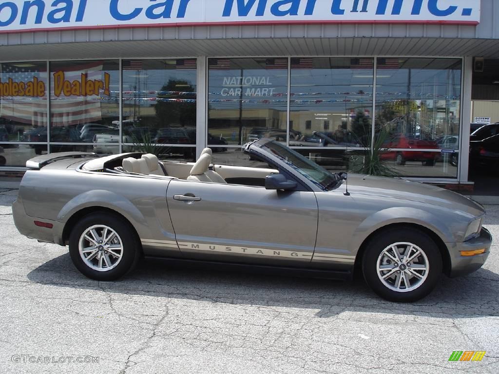 2005 Mustang V6 Premium Convertible - Mineral Grey Metallic / Medium Parchment photo #5