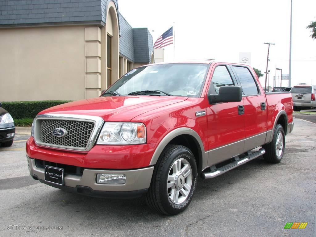 2004 F150 Lariat SuperCrew - Bright Red / Tan photo #3