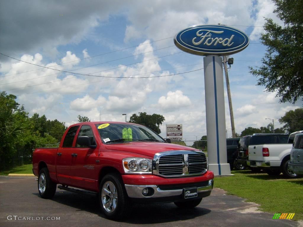 2007 Ram 1500 Thunder Road Quad Cab - Flame Red / Medium Slate Gray photo #1