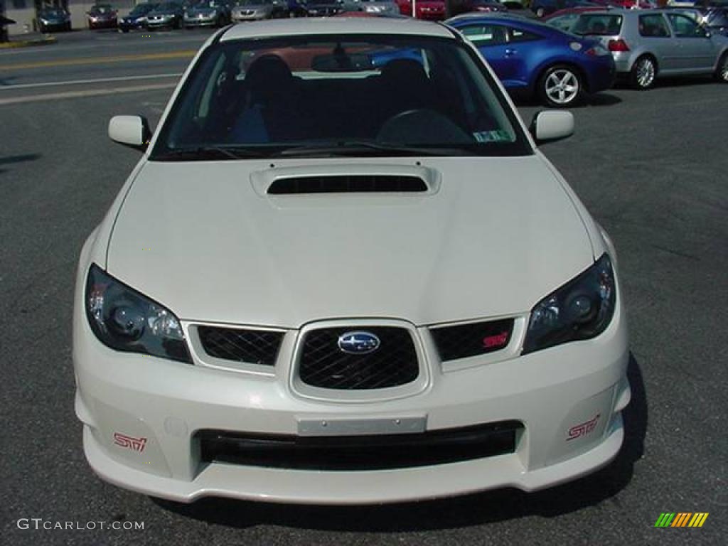 2007 Impreza WRX STi - Satin White Pearl / Blue Alcantara photo #2