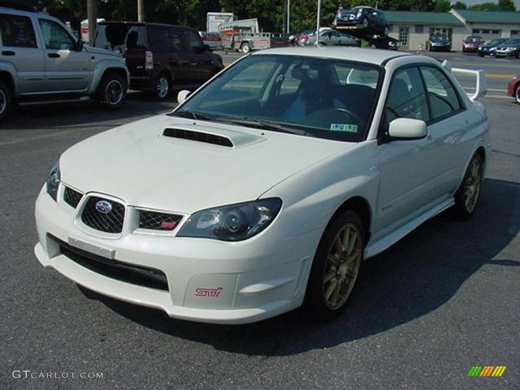 2007 Impreza WRX STi - Satin White Pearl / Blue Alcantara photo #3