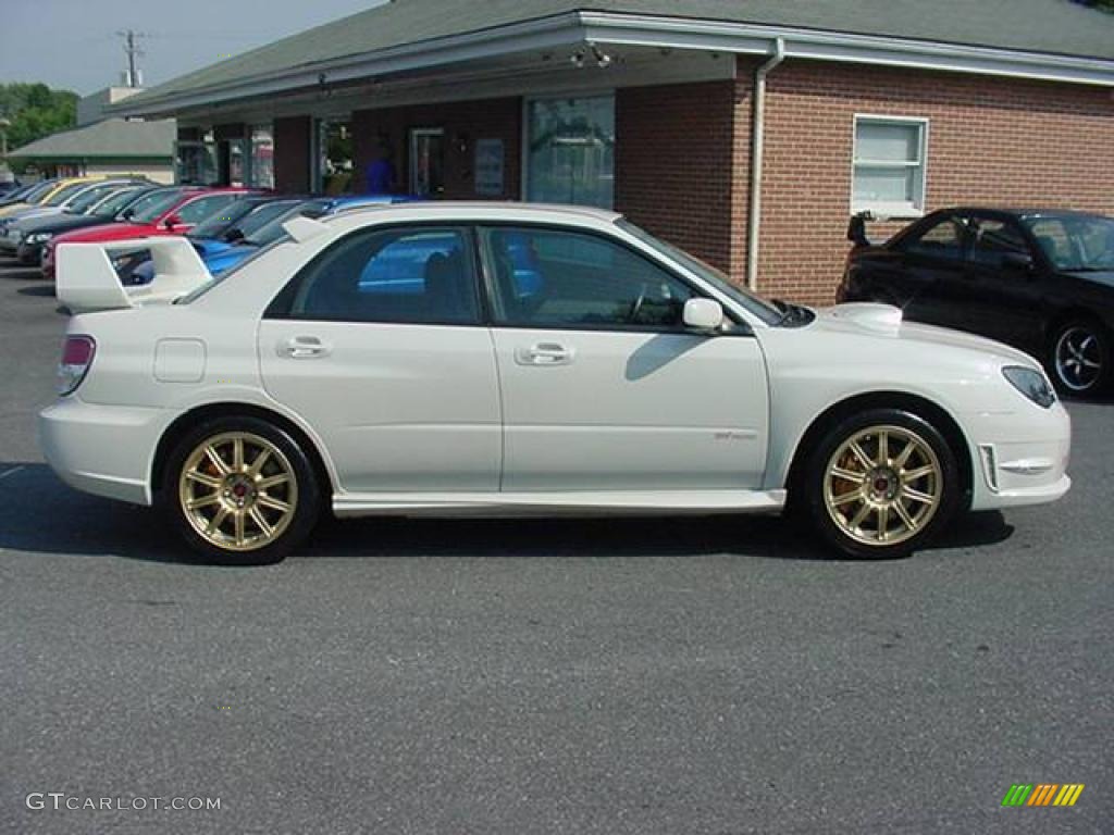 2007 Impreza WRX STi - Satin White Pearl / Blue Alcantara photo #14