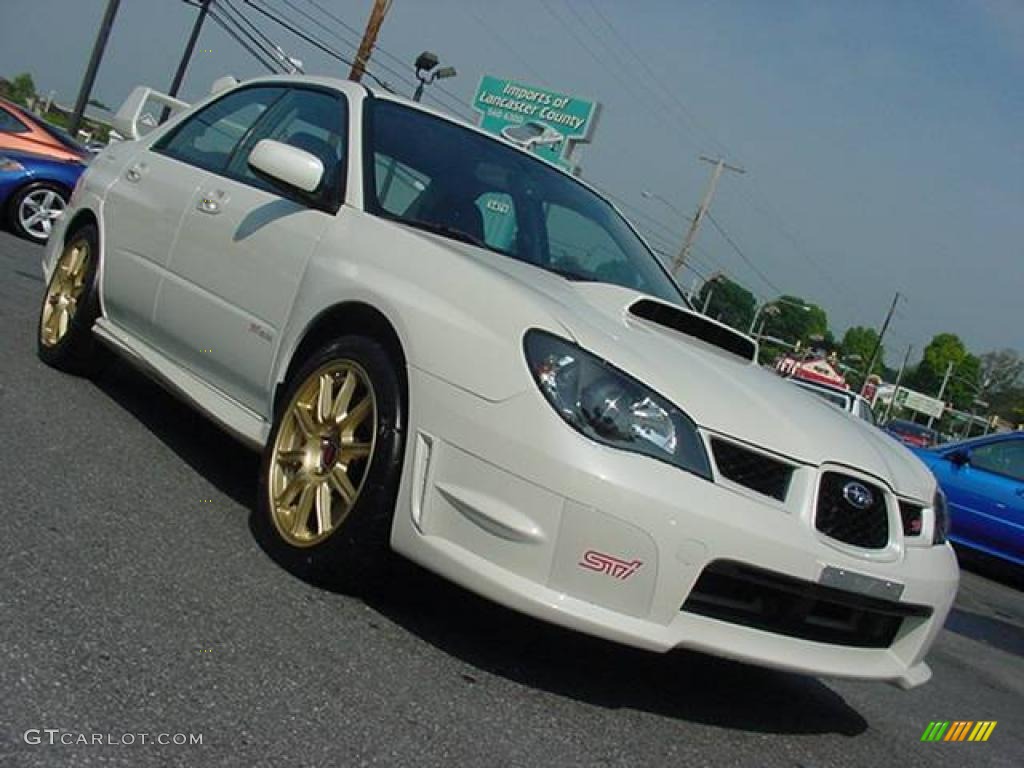 2007 Impreza WRX STi - Satin White Pearl / Blue Alcantara photo #15