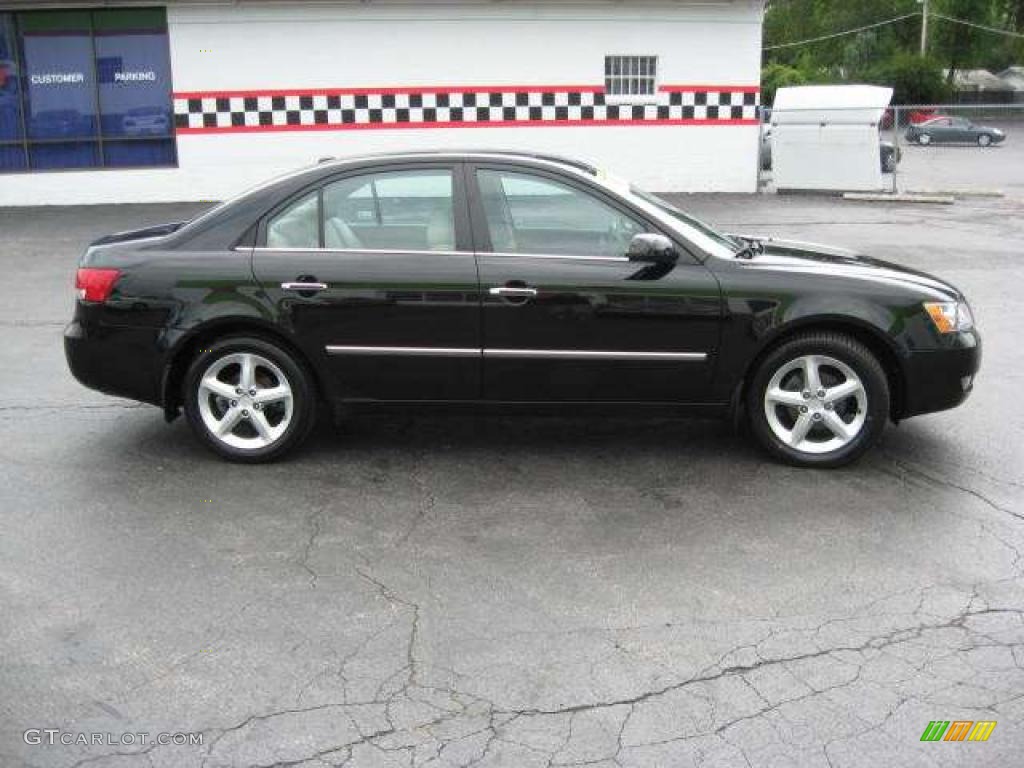 2008 Sonata Limited - Ebony Black / Beige photo #6