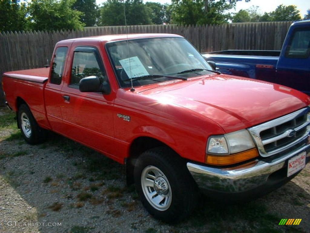 1999 Ranger XLT Extended Cab - Bright Red / Medium Prairie Tan photo #1