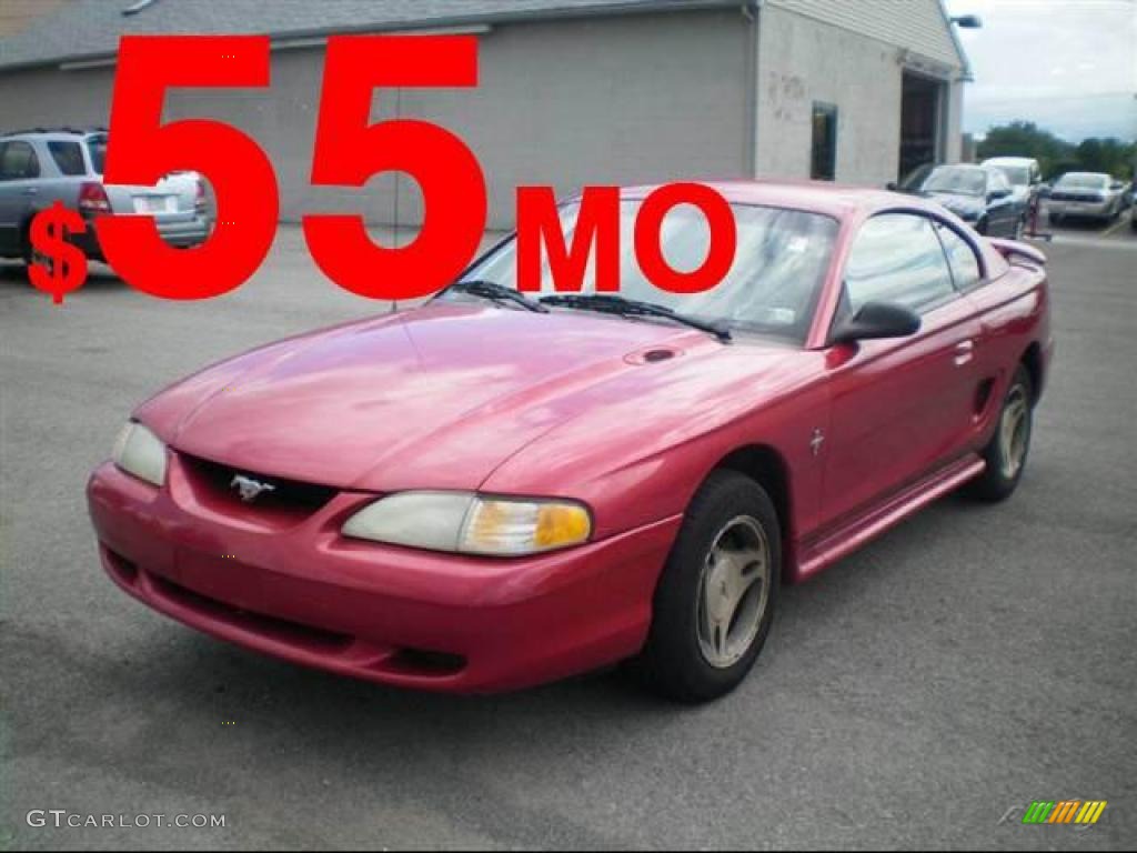 1997 Mustang V6 Coupe - Laser Red Metallic / Medium Graphite photo #1