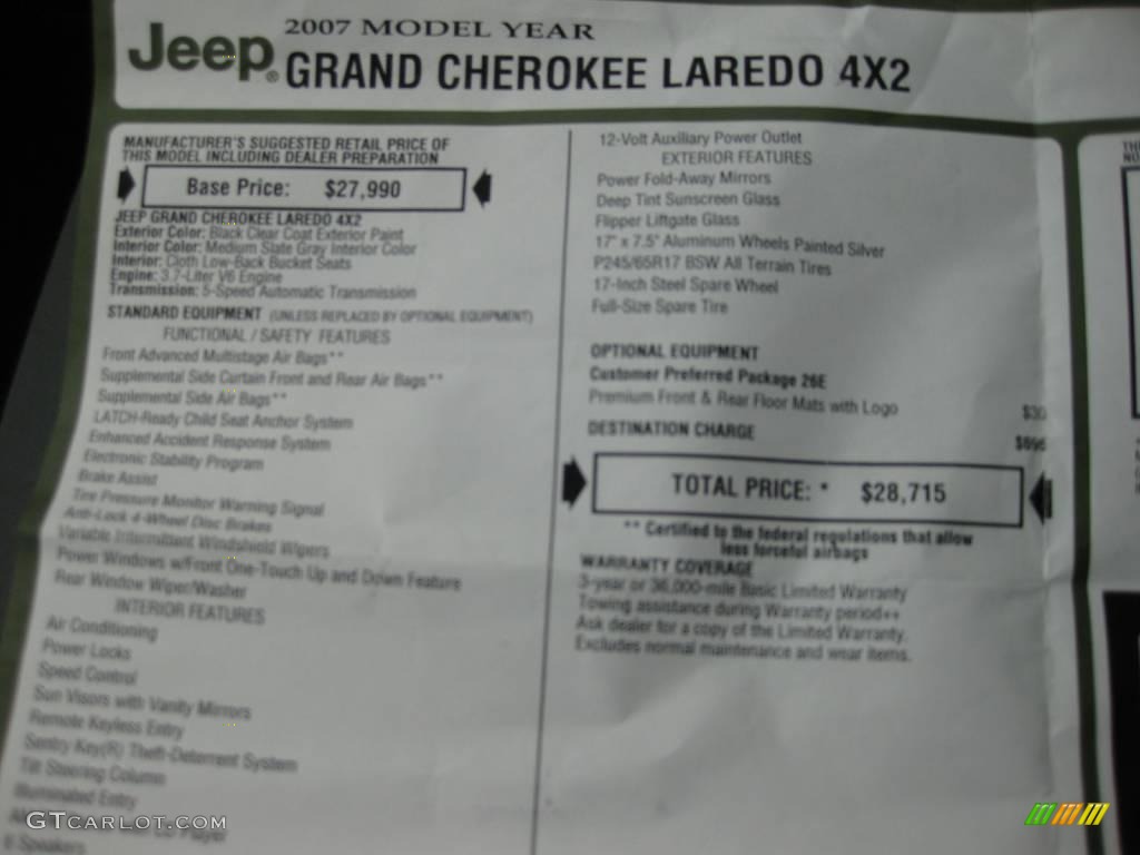 2007 Grand Cherokee Laredo - Black / Medium Slate Gray photo #27