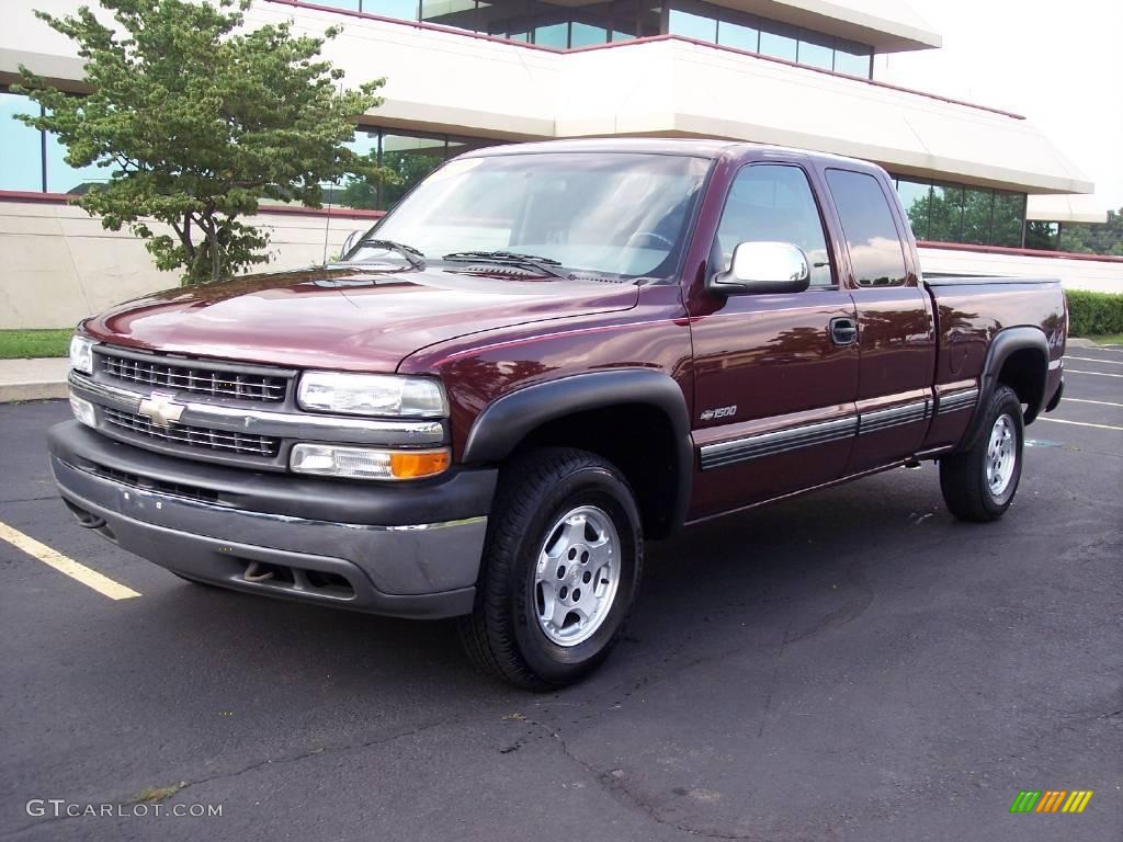 2000 Silverado 1500 LS Extended Cab 4x4 - Dark Carmine Red Metallic / Medium Gray photo #2