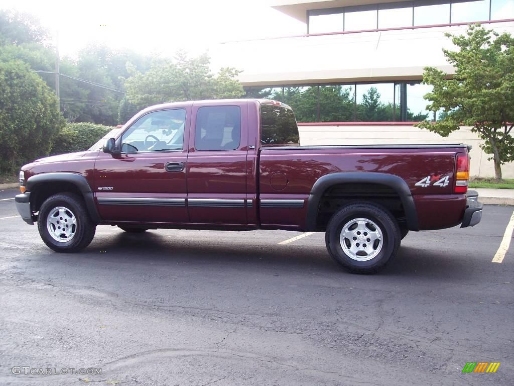 2000 Silverado 1500 LS Extended Cab 4x4 - Dark Carmine Red Metallic / Medium Gray photo #7