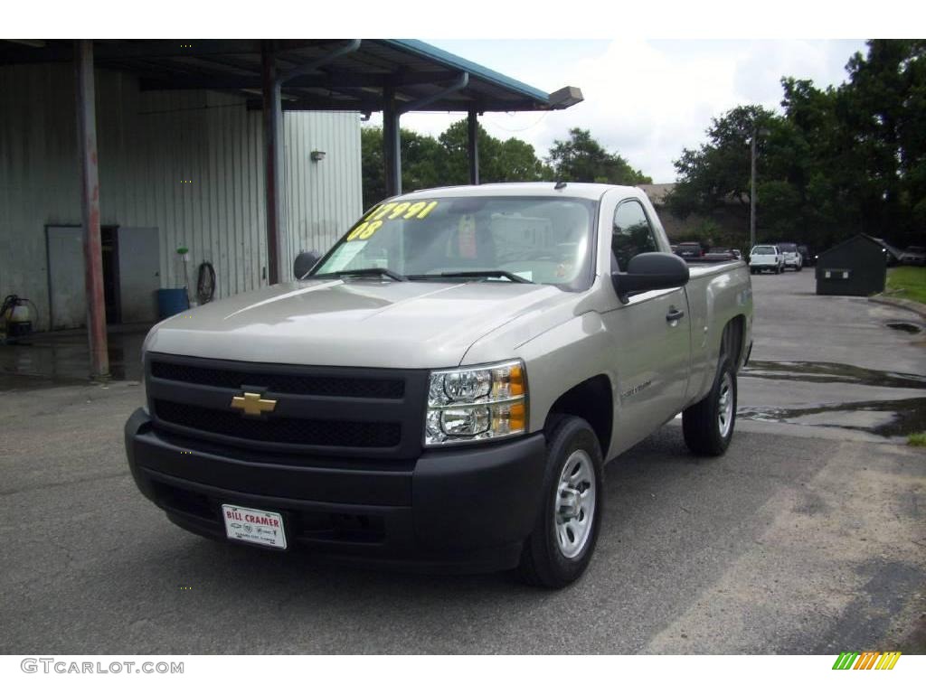 2008 Silverado 1500 Work Truck Regular Cab - Silver Birch Metallic / Dark Titanium photo #3