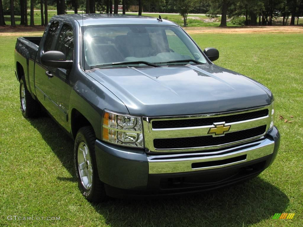 2009 Silverado 1500 LT Extended Cab 4x4 - Blue Granite Metallic / Light Titanium photo #7