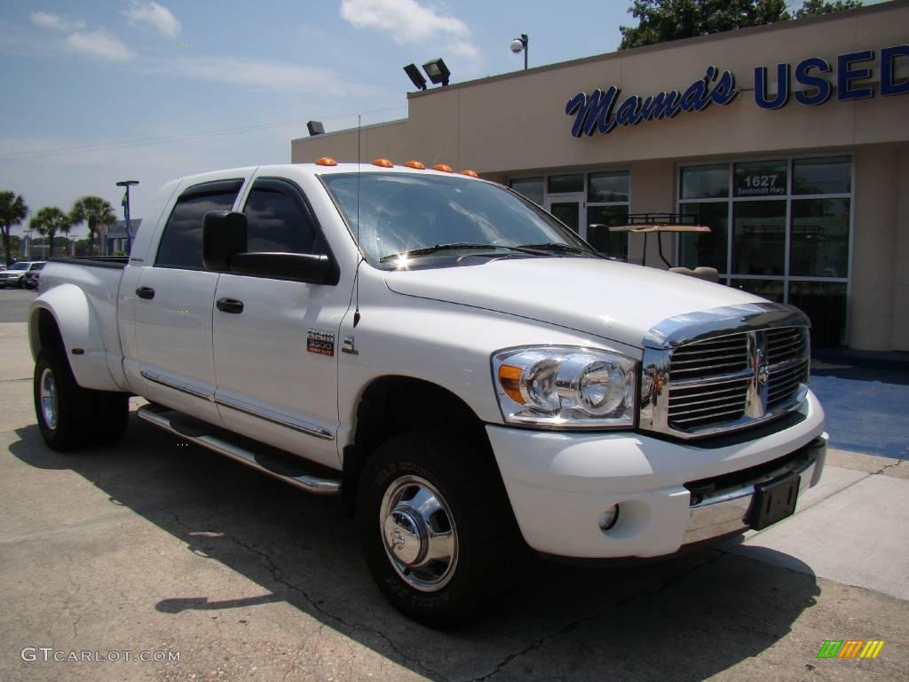 2007 Ram 3500 Laramie Mega Cab 4x4 Dually - Bright White / Khaki photo #2