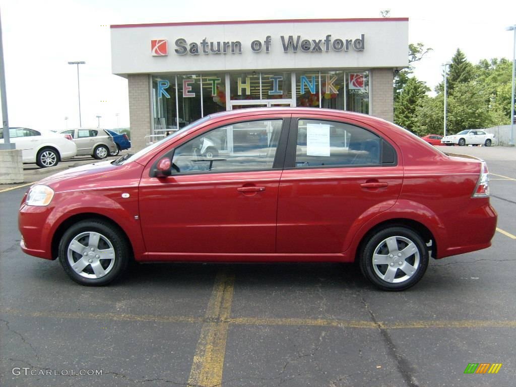 2008 Aveo LS Sedan - Sport Red Metallic / Charcoal photo #1