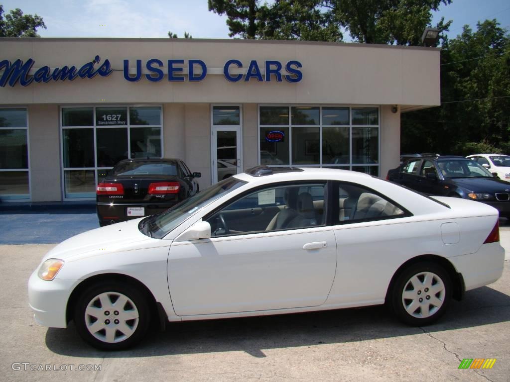 2002 Civic EX Coupe - Taffeta White / Beige photo #1