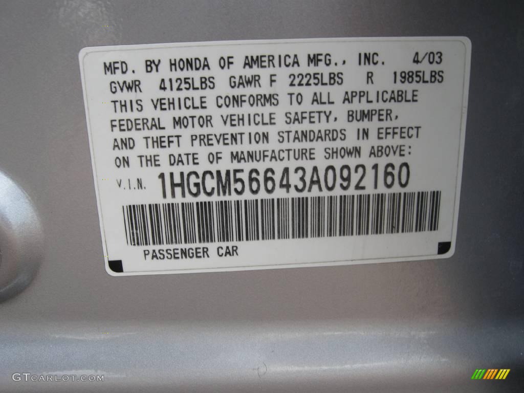 2003 Accord EX Sedan - Satin Silver Metallic / Black photo #15