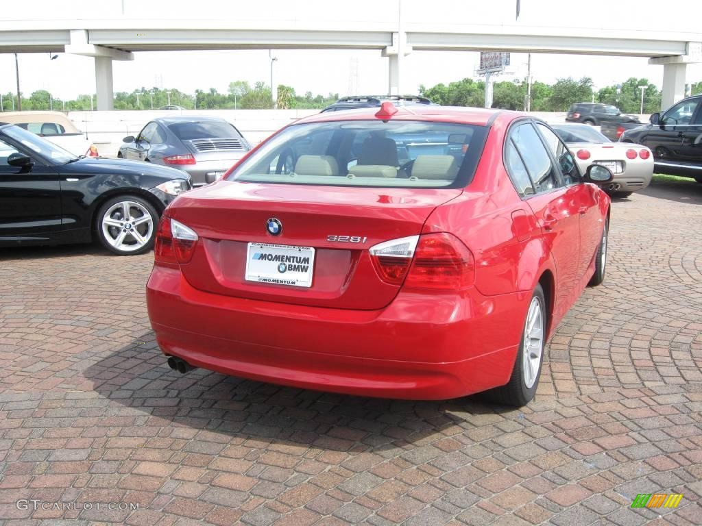2007 3 Series 328i Sedan - Crimson Red / Beige photo #12
