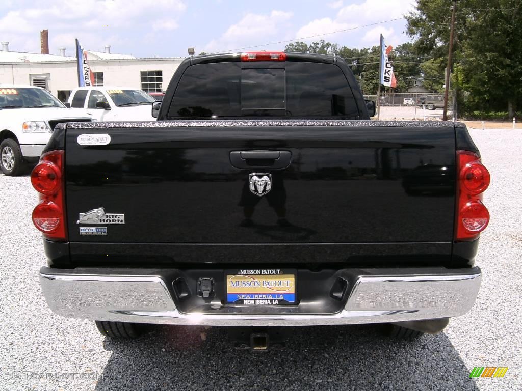 2008 Ram 3500 Big Horn Edition Quad Cab - Brilliant Black Crystal Pearl / Khaki photo #4