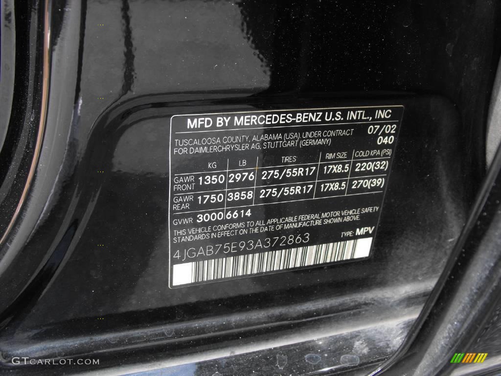 2003 ML 500 4Matic - Black / Java photo #30