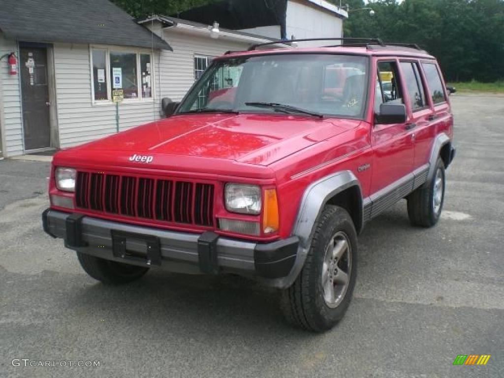 1995 Cherokee Country 4x4 - Flame Red / Grey photo #3