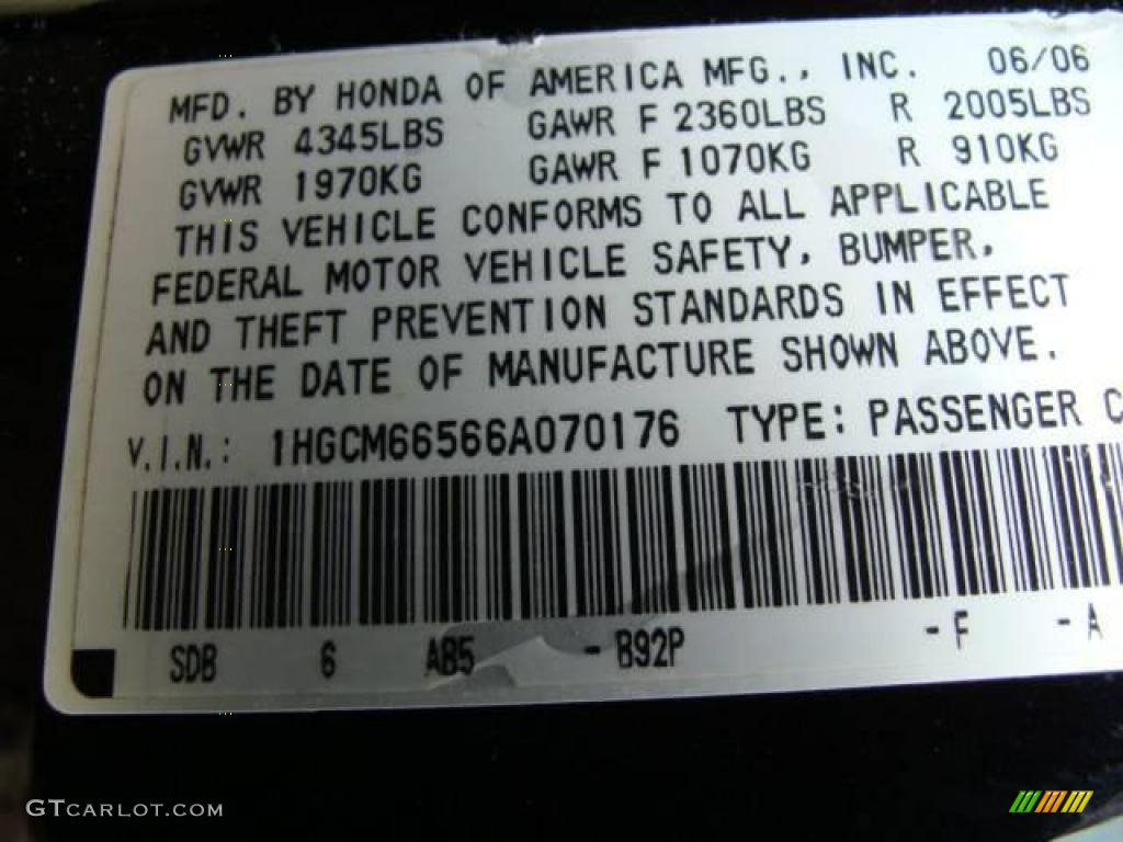 2006 Accord EX-L V6 Sedan - Nighthawk Black Pearl / Ivory photo #15