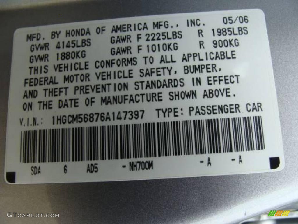 2006 Accord EX-L Sedan - Alabaster Silver Metallic / Black photo #15