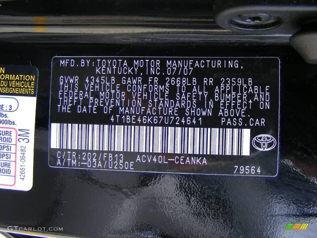 2007 Camry LE - Black / Ash photo #40