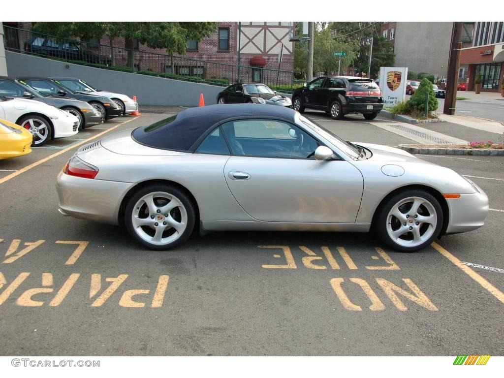 2003 911 Carrera Cabriolet - Arctic Silver Metallic / Metropol Blue photo #29