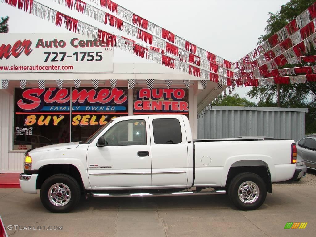 2004 Sierra 2500HD SLE Extended Cab - Summit White / Neutral photo #1