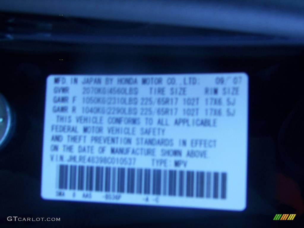 2008 CR-V LX 4WD - Royal Blue Pearl / Black photo #10