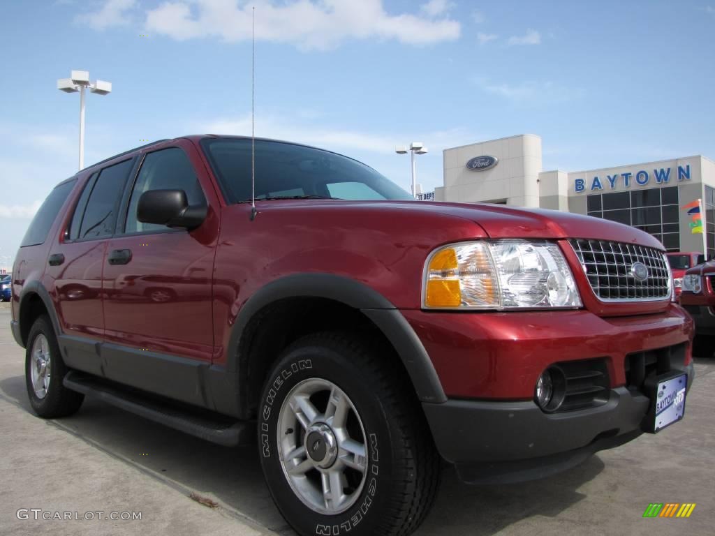 2003 Explorer XLT - Redfire Metallic / Medium Parchment Beige photo #1