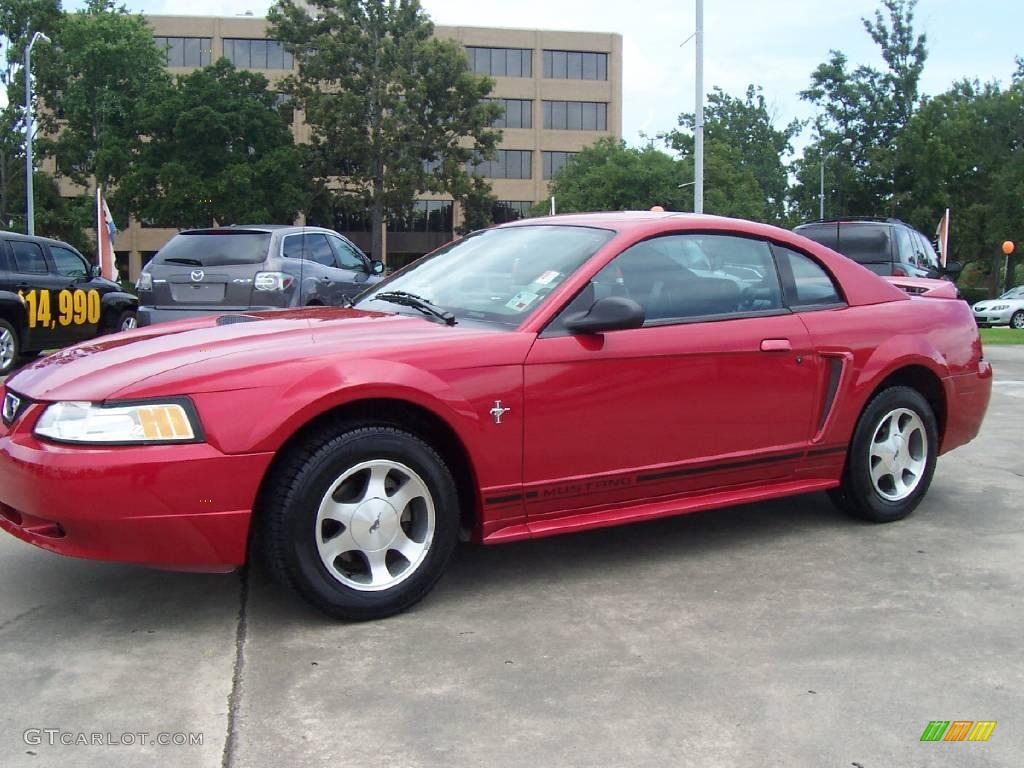 2000 Mustang V6 Coupe - Laser Red Metallic / Dark Charcoal photo #1