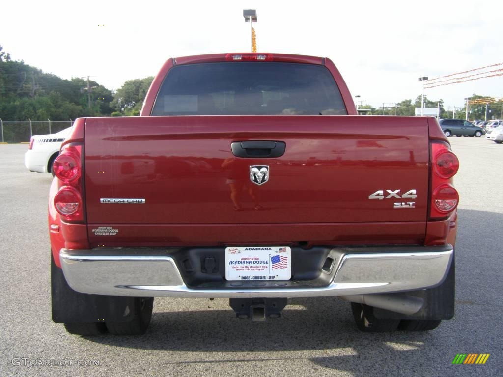 2007 Ram 3500 SLT Mega Cab 4x4 Dually - Inferno Red Crystal Pearl / Medium Slate Gray photo #4