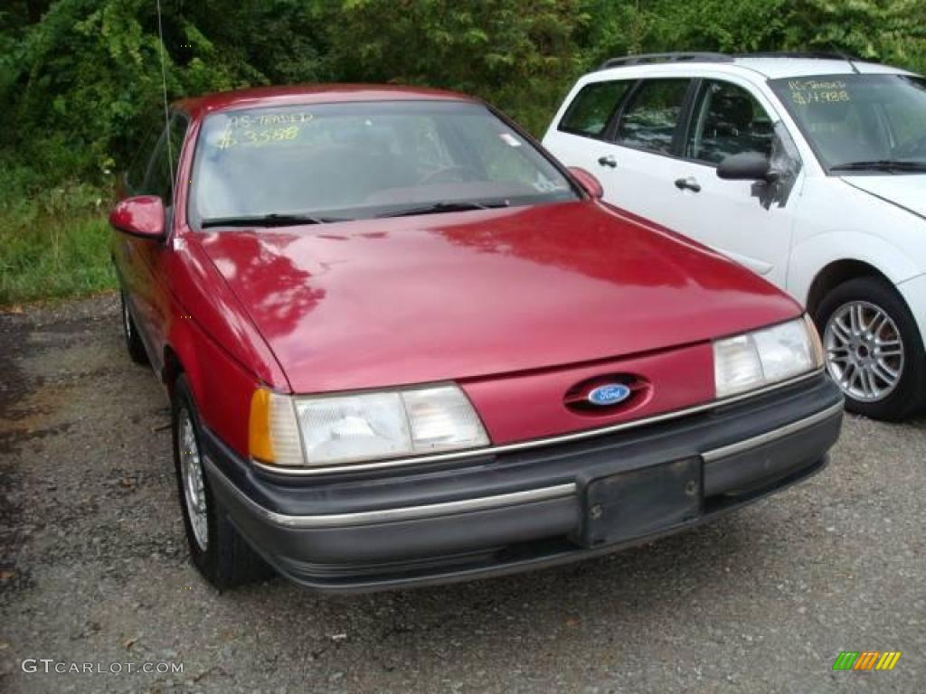 1991 Taurus GL Sedan - Currant Red Metallic / Red photo #1